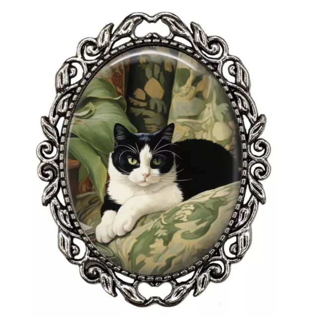 Exotic Shorthair Tuxedo Brooch Cat Black White Cat Tuxie Mom Artisan Gift Pin