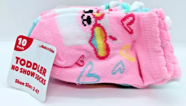 10 PAIRS TODDLER No Show Socks 2-4T Cat Kitten Heart Brand New Pink ...