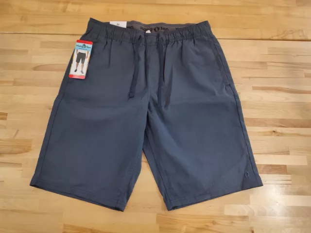 Hang Ten Stretch Comfort Waistband Drawstring Deck Shorts Blue Size Medium