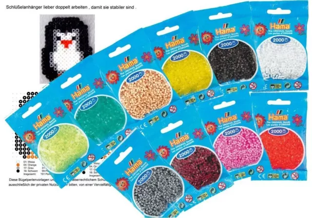 Hama 2000 Mini Bügelperlen 501- ALLE FARBEN Ø 2,5 mm Perlen Steckperlen Beads