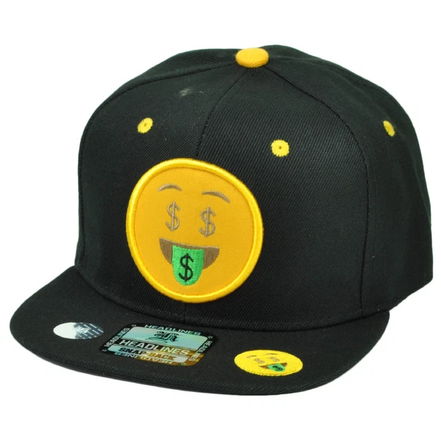 EMOJI MONEY HUNGRY Face Emoticons Text Symbol Snapback Hat Cap Flat
