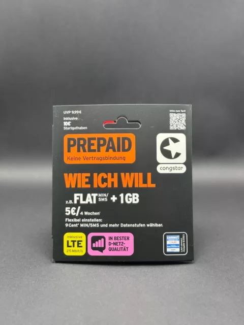 congstar Prepaid WIE ICH Will SIM-Karte ohne Vertrag I Prepaid-Guthaben 10? inkl