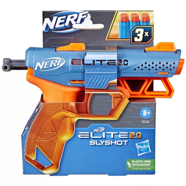 NERF Gun SLYSHOT ELITE 2.0 Single Shot Blaster with 3 Foam Ammo Darts New In Box