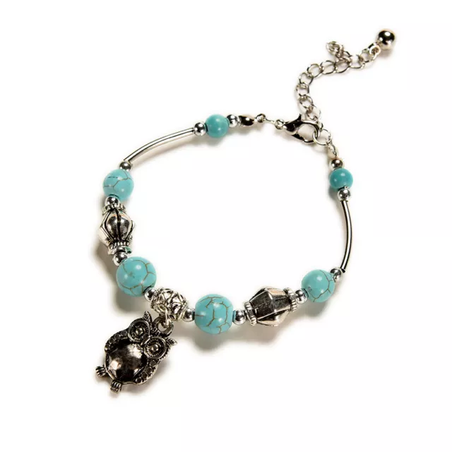 Fashion Owls Bracelet - Chain Bracelet With Infinity Charm Turquoise BracletF#km 2