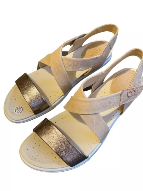 NEW ECCO Damara Sandals Women's Sz EU 41, US 10-10.5 BRONZE AND BEIGE Leather