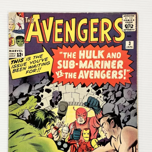 Avengers #3 1963 FN- Cent Copy NO STAMP on cover 2