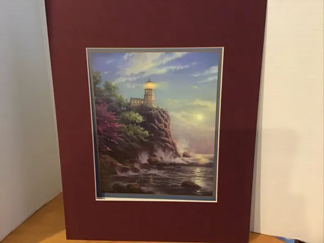Thomas Kinkade "Split Rock Light" Lighthouse Collector's Print W/ Frame 14”X 11”