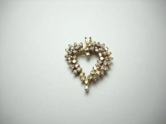 Vintage 10Kt Yellow Gold & Diamond Heart Pendant 0.50ct Lovely