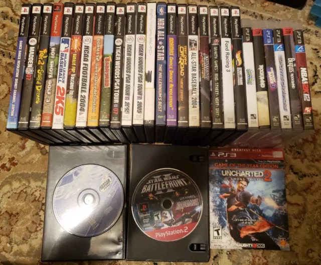 Bulk lot of 30 PlayStation PS2/PS3 Games, Most complete in box, untested