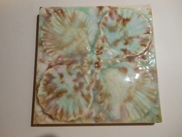Vintage American Encaustic Co Colorful Seashell Tile 6"x6"