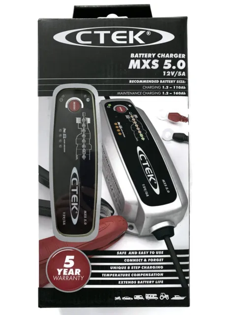 Ctek Set Caricabatteria MXS 5.0 + Zigarettenanzünderladekabel 56263