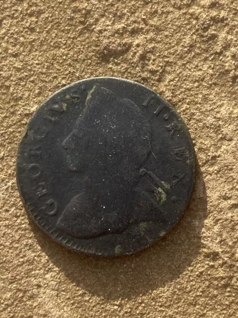 1757 George II Halfpenny Coin