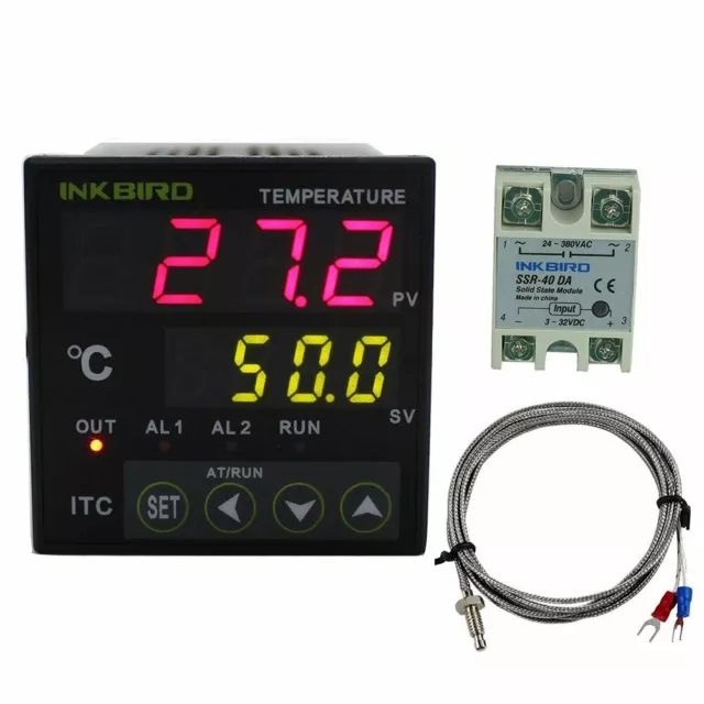 INKBIRD ON/OFF PID Temp Controller Thermostats ITC-100VH 240V K Probe 40A SSR UK