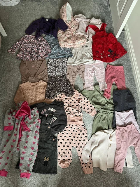 Girls 9-12/12-18 months clothes bundle Trousers Tops Body Warmer All In One
