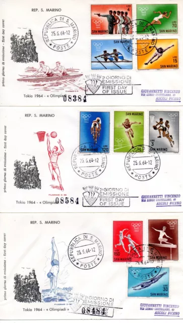 San Marino 1964 FDC Filagrano Olimpiadi di Tokyo Racc.