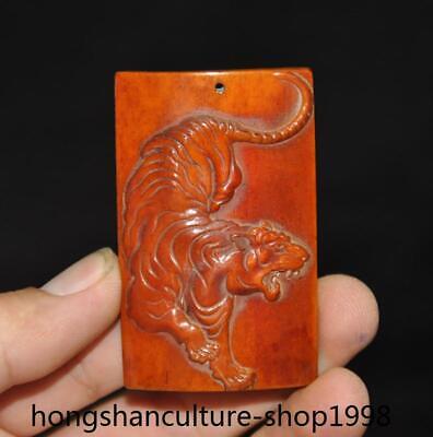 2.4'' Chinese Ancient dynasty hand carved Feng Shui tiger statue amulet pendant