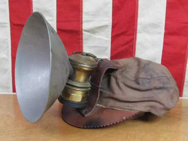 Vintage 1920s Jones Co.Mining Cap Antique Miners Hat w/ AutoLite Carbide Lantern