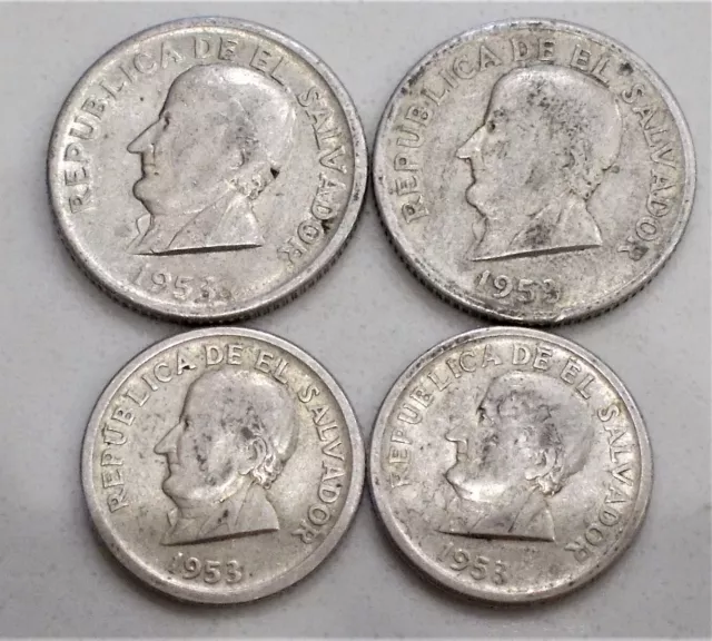 1953 Salvador 50 Centavos & 25 Centavos! Lot Of 4 Coins! Xf/Au Condition!