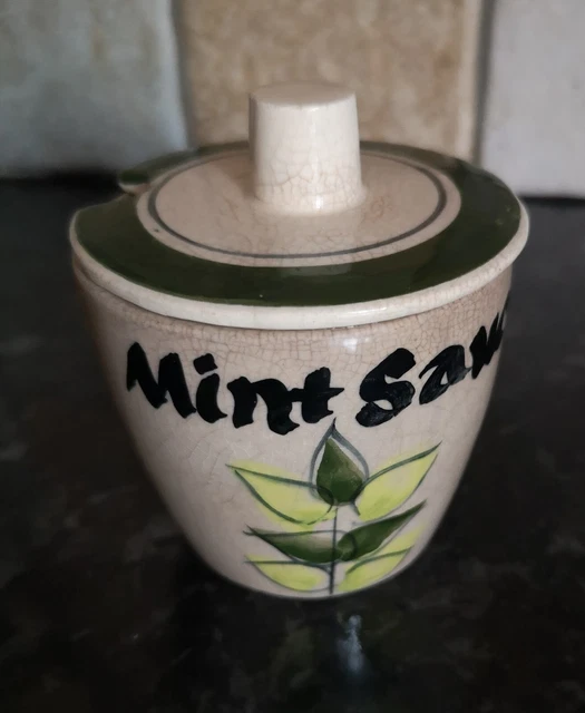 Vintage 1950er Geoffrey Maund neuwertiger Soßentopf, handbemalt, MCM