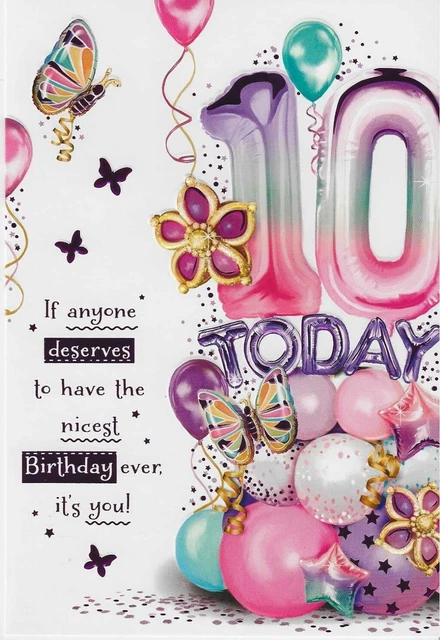 10 HEUTE 10. Geburtstag Weibliches Mädchen Geburtstagskarte EUR 2,24