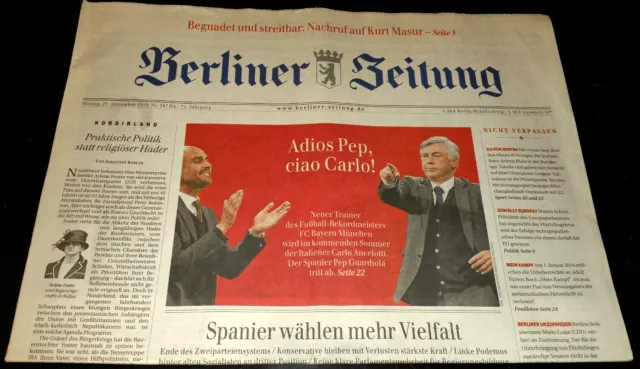 Berliner Zeitung, Geburtstagszeitung vom  21. - 31. Dezember 2015