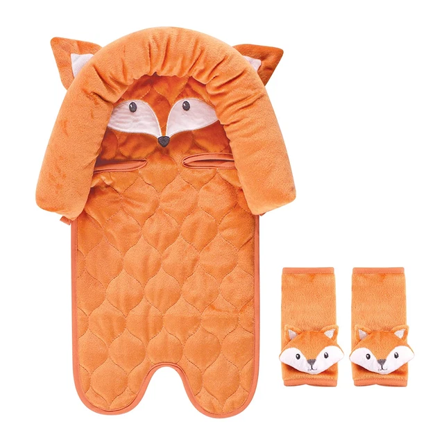 Unisex Baby Car Seat Insert and Strap Covers, Fox, One Size