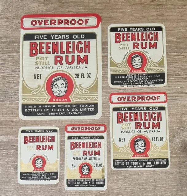 Australian Rum Labels BEENLEIGH RUM Overproof Pot Still Kent Brewery Sydney