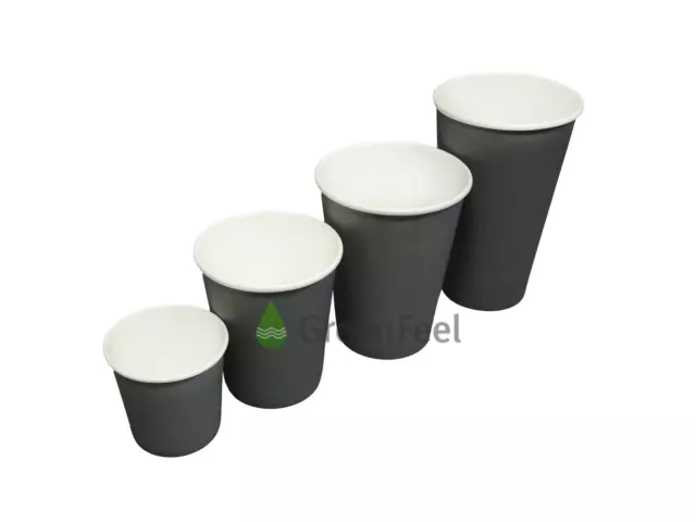 8oz 12oz Coffee Party PAPER CUPS GREY Disposable LIDS Cold Hot Drinks Birthday