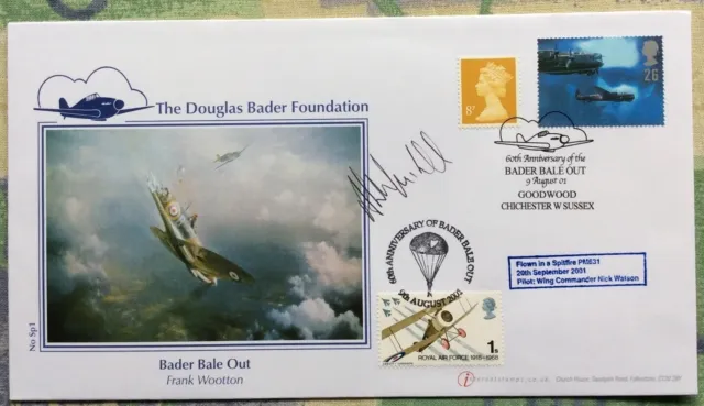 Air Commodore ARCHIE WINSKILL, BOB, Signed 9.8.2001 Douglas Bader Bale Out FDC