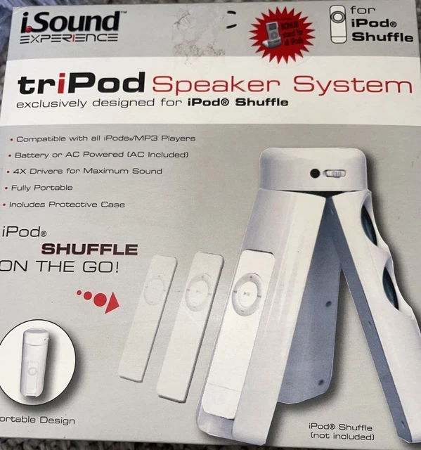 I.Sound Tripod Portable Speaker for iPod Shuffle MP3 Players White Stand Case 6"