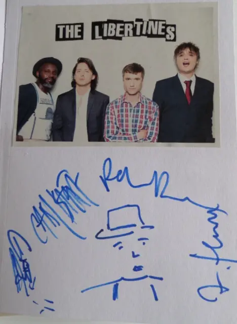 The Libertines Signed 8 X 6 Album Page, By All 4 Members With Pete Drawing.