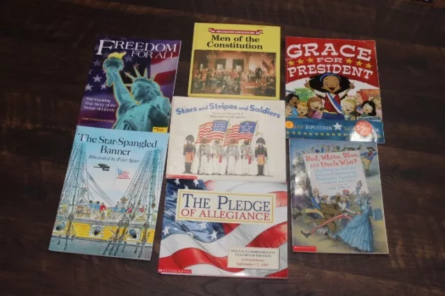 7 Lot Children's Picture Books about America USA History Symbols Pledge Songs