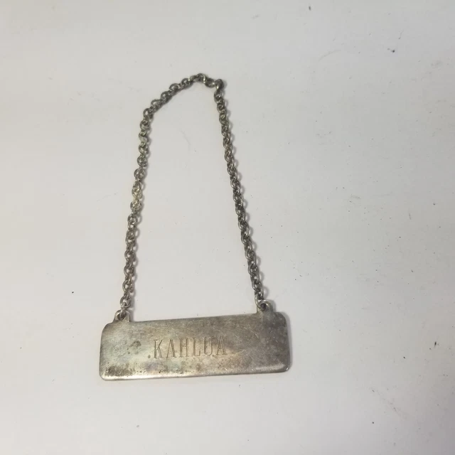 Liquor Bottle Decanter Tag Label KAHLUA Silver Tone