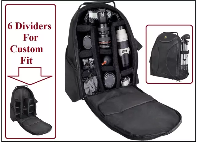 Pro Deluxe Backpack Camera Bag Case For Canon EOS Rebel T7i SL2 77D