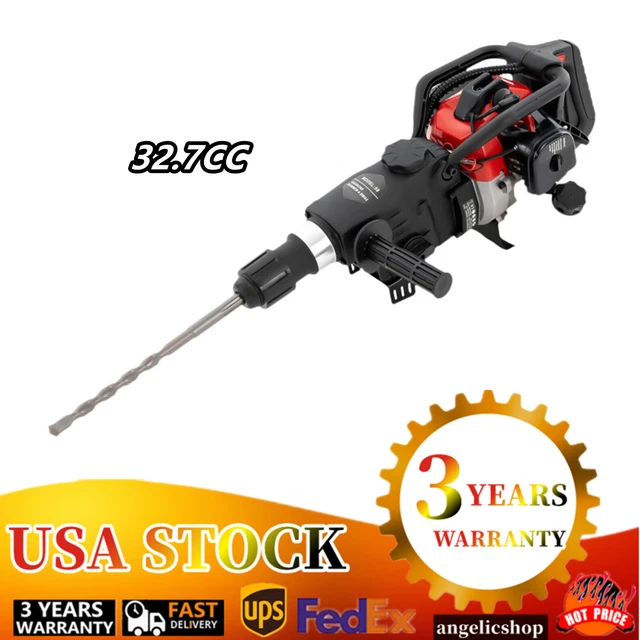 Gas Powered Demolition Jack Hammer Petrol Concrete Breaker 2 Chisel Bit 32.7CC