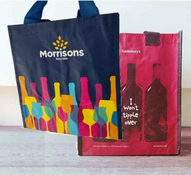 SAINSBURYS X MORRISONS 6 Bottles Wine Spirit Carrier Bag 2