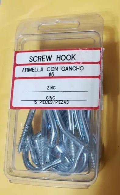 Old Open Package of #6 Zinc Screw Hook Crown Bolt