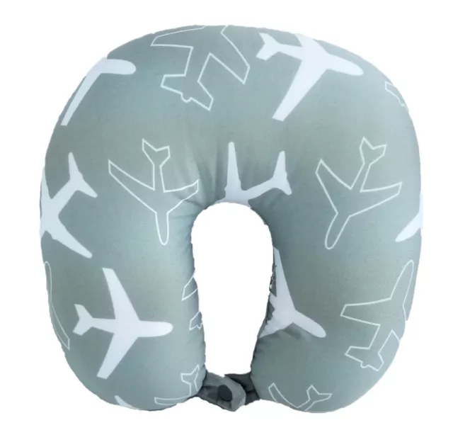 U Shaped Micro-Bead Travel Pillow Neck Back Support Cushion Gray New PRINT