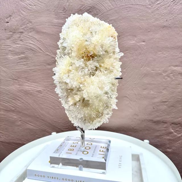 RARE Bespoke Lemon Yellow Lemurian Chrysanthemum Clear Quartz Crystal Cluster 3