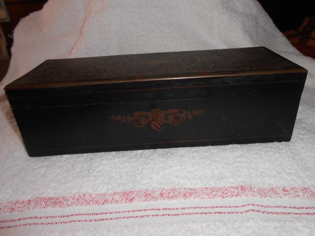 Ancienne Boite A Gants En Bois Et Marqueterie Xix Eme