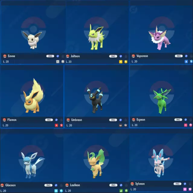 ALL 8 Eevee Evolutions 6IV 💥 Spotlight Raid Event💥Shiny Pokemon Scarlet  Violet