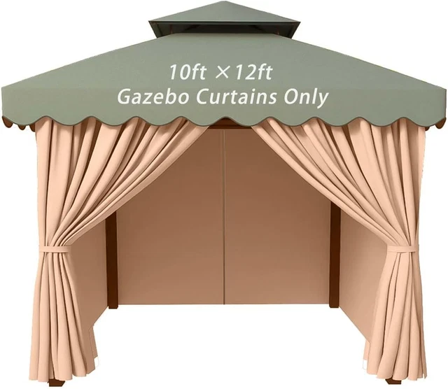 10' X 12' Gazebo Curtains Outdoor Waterproof 4-Panels Universal Replacemen