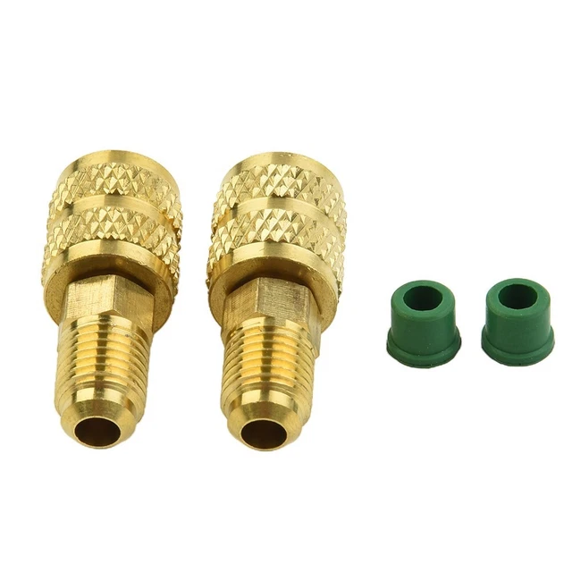 R32 Left-Hand Threaded Adapter - 1/4" SAE Female To Male For R454B/A/C HVAC Vacuum & Pressure Gauges, Brass Construction