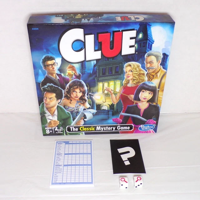 CLUE MYSTERY BOARD Game Case File Envelope Detective Pad Dice