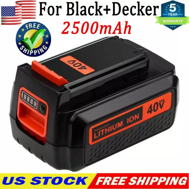 40V MAX Lithium Ion Battery 2.5Ah for Black & Decker 40Volt LBXR36 LBX2040 LBX36