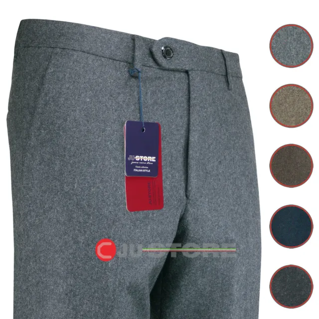 Pantalone uomo lana invernale classico flanella pesante taglie conformate calibr