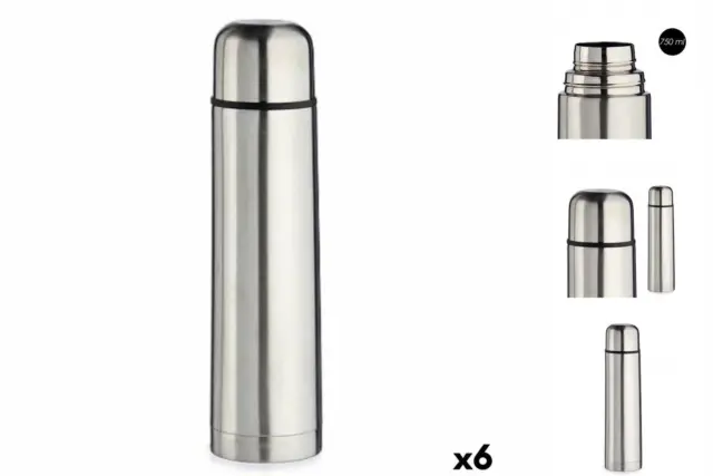 Bottiglia termica colori argento acciaio inox 750 ml 6 pezzi thermos