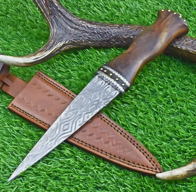 Custom Handmade Damascus Steel Hunting Bowie Knife DAGGER Leather Sheath EX-6956