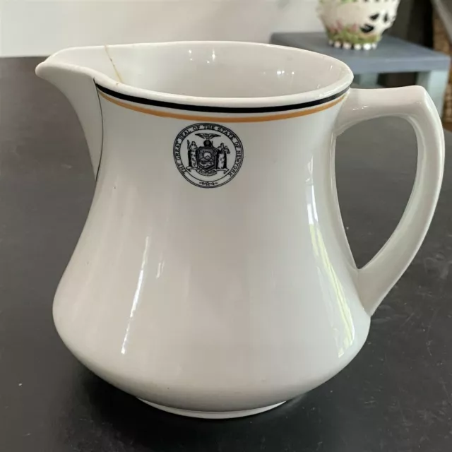 Syracuse China Pitcher The Great Seal Of The State Of New York Rare O.p.co 1935
