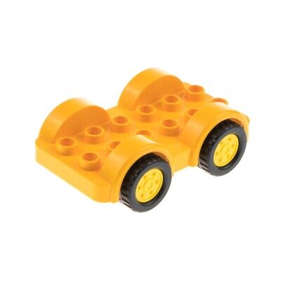 Duplo 1x Lego Duplo Véhicule Voiture Châssis Foncé Azur Bleu 2x6 Roues Blanc 11841c03 